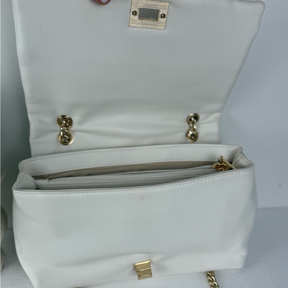INC International Concepts White Quilted Crossbody Gold Chain Bag